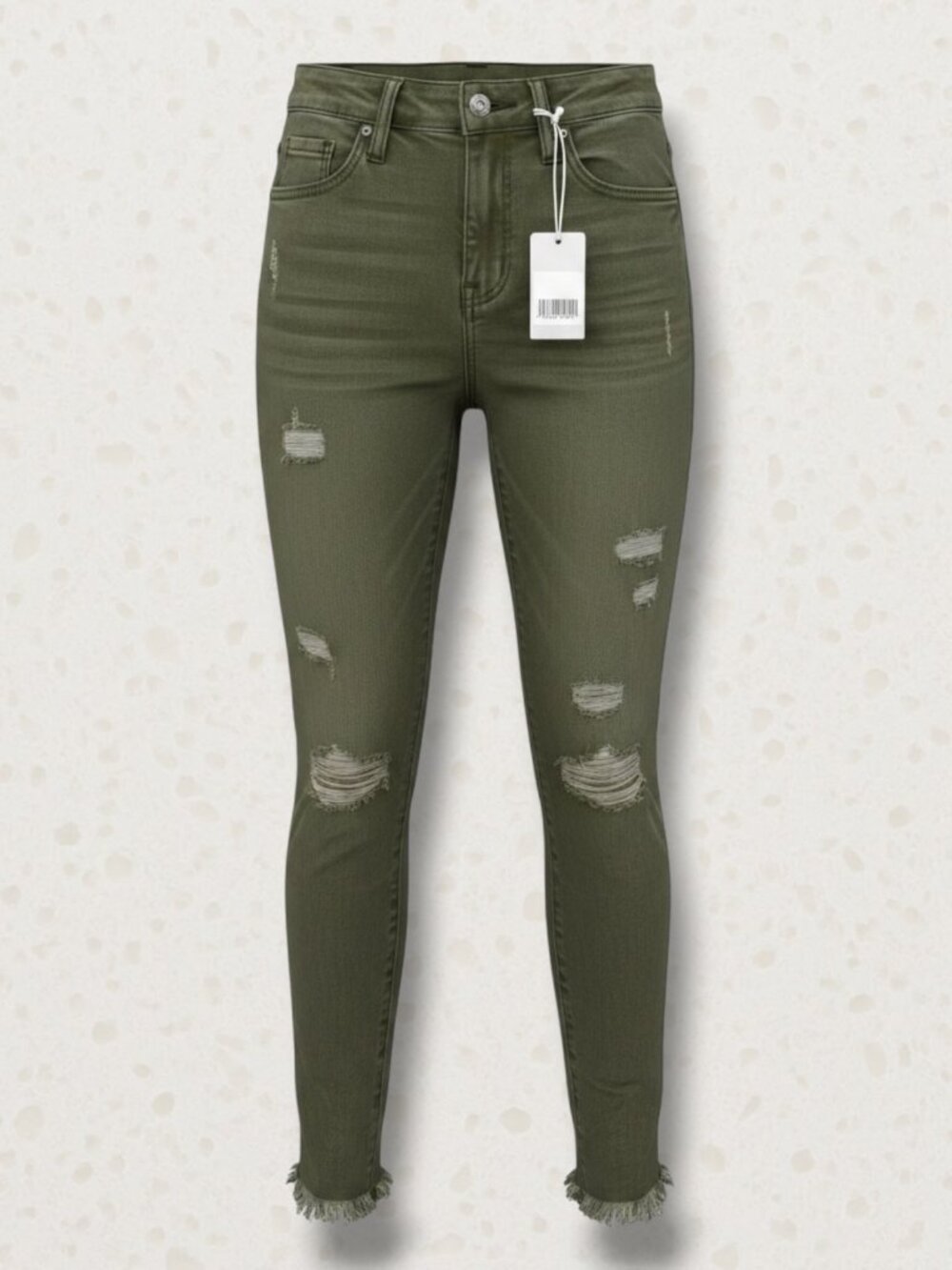 NWT‎ Vervet Amber Mid Rise Skinny Distressed Green 25